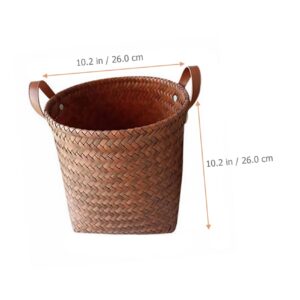 Cabilock Woven Basket Wicker Toy Basket Laundry Basket Woven Trash Container for Cars Woven Storage Basket Car Decoration Closet Baskets Seagrass Storage Baskets Car Toy Brown Leather