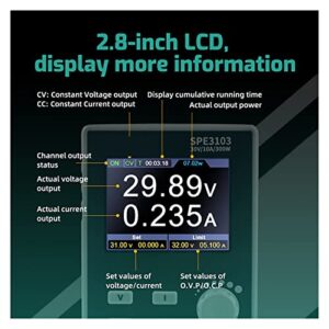 DC Power Supply, Programmable DC Power Supply 300W 30V/10A 60V/10A 2.8" LCD 10mV/1mA Resolution Digital Voltage Regulator Switch,Electroplating DIY(SPE6102 200W)