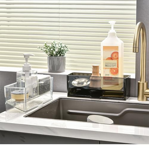 JOKOTI Adjustable Kitchen Faucet Storage Shelf Convenient Faucet Storage Rack Organization Holder for Kitchen Bathroom Utility