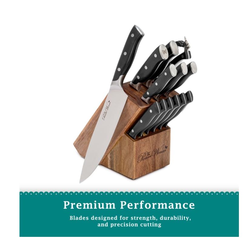 Generic The Pioneer 2 Woman Pioneer Signature 14-Piece Stainless Steel Knife Block Set, Black