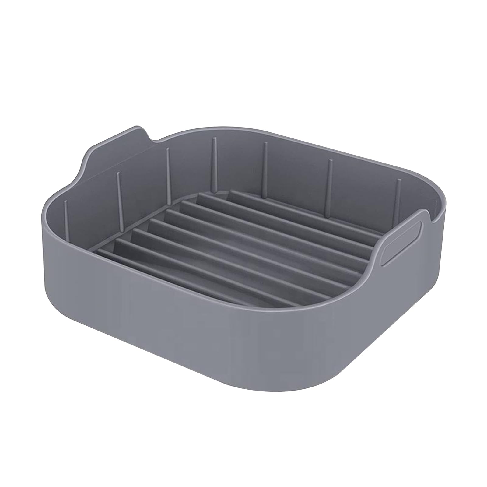 Giciashop Silicone Grilling Pan, 8" x 2.8" Air Fryer Silicone Basket with Handles, Reusable Flat Griddle Pan for Air Fryers, Steamers