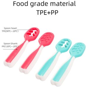 Baby Spoons, Feeding Littles, Silicone Pre-Spoon for Kids Aged 6+ Months - First and Second Stage Spoons, Baby Led Weaning, Teething Spoons, Infant Feeding - Toddler Utensils - 2 Spoons, (Pink/White)