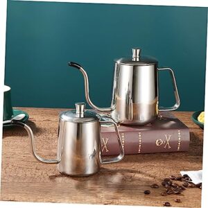 PAMINGONO Coffee Pot Mini Tea Kettle Coffee Spout Coffee Kettle Espresso Coffee Coffee Maker for Camping Tea Pitcher with Lid Spout Kettle Stainless Steel Silver