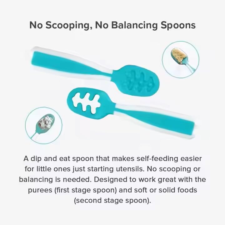 Baby Spoons, Feeding Littles, Silicone Pre-Spoon for Kids Aged 6+ Months - First and Second Stage Spoons, Baby Led Weaning, Teething Spoons, Infant Feeding - Toddler Utensils - 2 Spoons, (Pink/White)