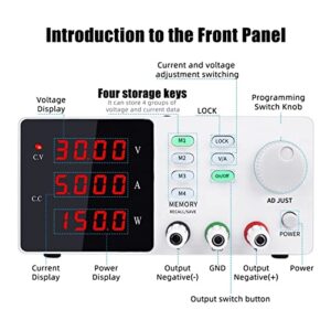 DC Power Supply, DC Lab Power Supply Adjustable Voltage 30V 5A Fine Adjustment Laboratory Regulated Switching Bench Source DIY,Electroplating DIY