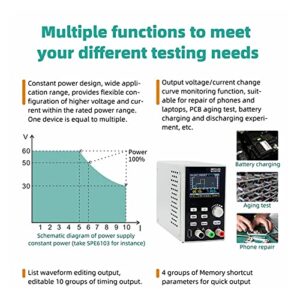 DC Power Supply, Programmable DC Power Supply 300W 30V/10A 60V/10A 2.8" LCD 10mV/1mA Resolution Digital Voltage Regulator Switch,Electroplating DIY(SPE6102 200W)