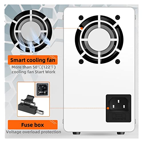 DC Power Supply, 120V 3A USB DC Switching Power Supply Lab Adjustable Voltage Regulator 30V 10A Stabilizer Switch Bench Power Source,Electroplating DIY(GU-SPS-C1203-White)