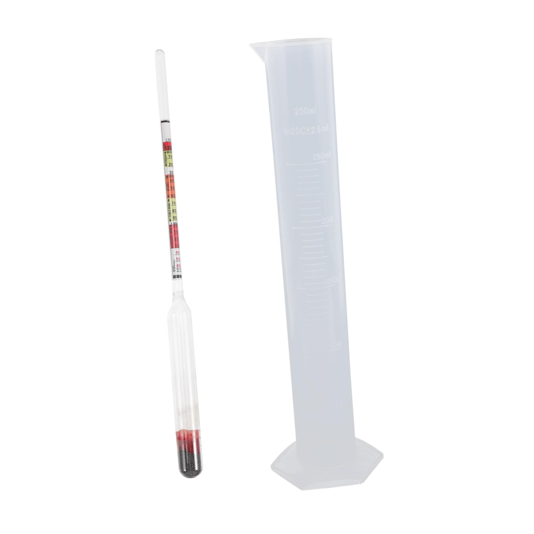 FELTECHELECTR 1 Set American Attenuation Meter Brewing Hydrometer Tester Brewing Tool Wine Makin Measuring Cylinder Hydrometer Test Jar Triple Scale Hydrometer Mead Hydrometer Plastic