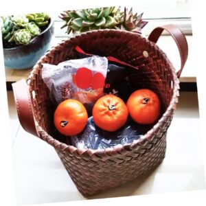 Cabilock Woven Basket Wicker Toy Basket Laundry Basket Woven Trash Container for Cars Woven Storage Basket Car Decoration Closet Baskets Seagrass Storage Baskets Car Toy Brown Leather