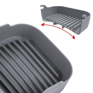 Giciashop Silicone Grilling Pan, 8" x 2.8" Air Fryer Silicone Basket with Handles, Reusable Flat Griddle Pan for Air Fryers, Steamers