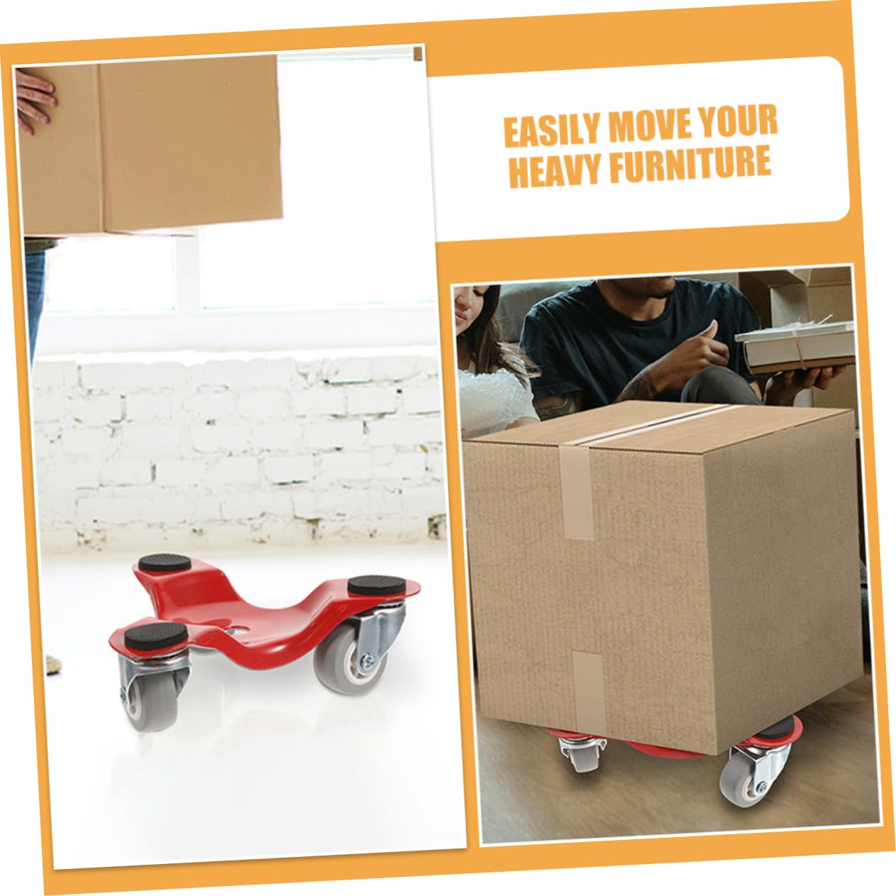 3pcs Moving Artifact Cart Furniture Movers with Wheels Furniture Moving Wheels Furniture Sliders Moving Furniture Tool Furniture Mover's Dolly Appliance Mover Moving Tool Metal Red Gadpiparty