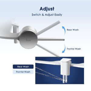 INUS Dual Nozzle Bidet Attachment for Existing Toilets Seat,Slim Non-Electric Bidet Toilet Seat Attachment with Easy-to-Hold Design Control-Stainless Steel Color