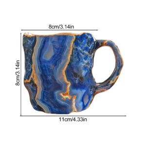 Rrlihjgu Mineral Crystal Coffee Mug, 2024 New Crystal Coffee Mug,400ml Mineral Crystal Coffee Mugs With Handle, Mineral Coffee Mug, Colorful Onyx Crystal Mug, Translucent Coffee Mug