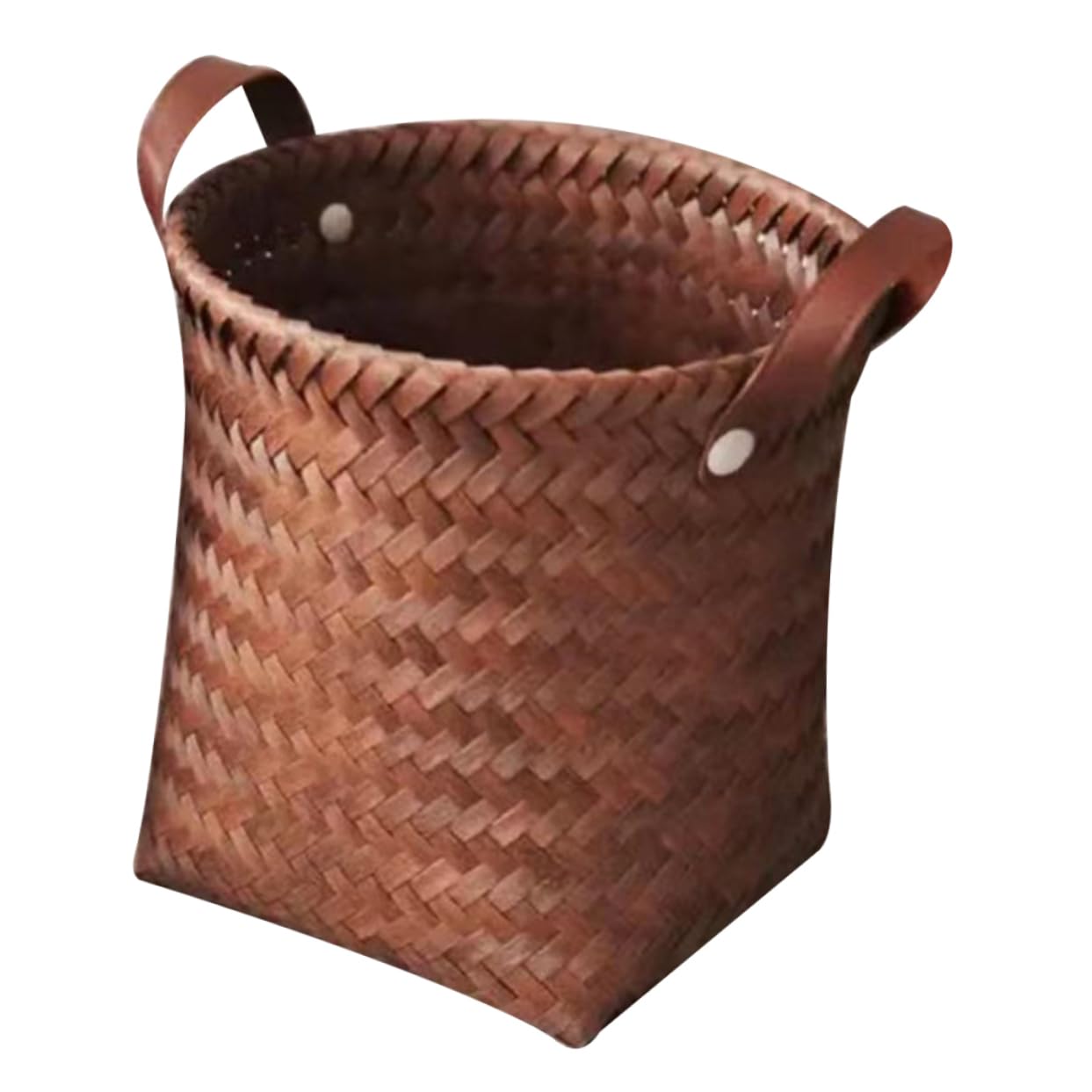 Cabilock Woven Basket Wicker Toy Basket Laundry Basket Woven Trash Container for Cars Woven Storage Basket Car Decoration Closet Baskets Seagrass Storage Baskets Car Toy Brown Leather