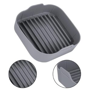 Giciashop Silicone Grilling Pan, 8" x 2.8" Air Fryer Silicone Basket with Handles, Reusable Flat Griddle Pan for Air Fryers, Steamers