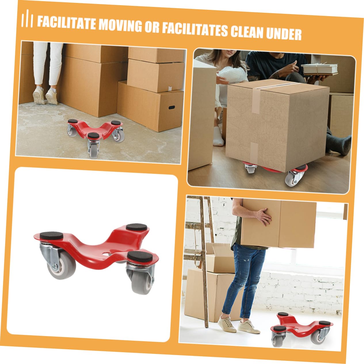 3pcs Moving Artifact Cart Furniture Movers with Wheels Furniture Moving Wheels Furniture Sliders Moving Furniture Tool Furniture Mover's Dolly Appliance Mover Moving Tool Metal Red Gadpiparty