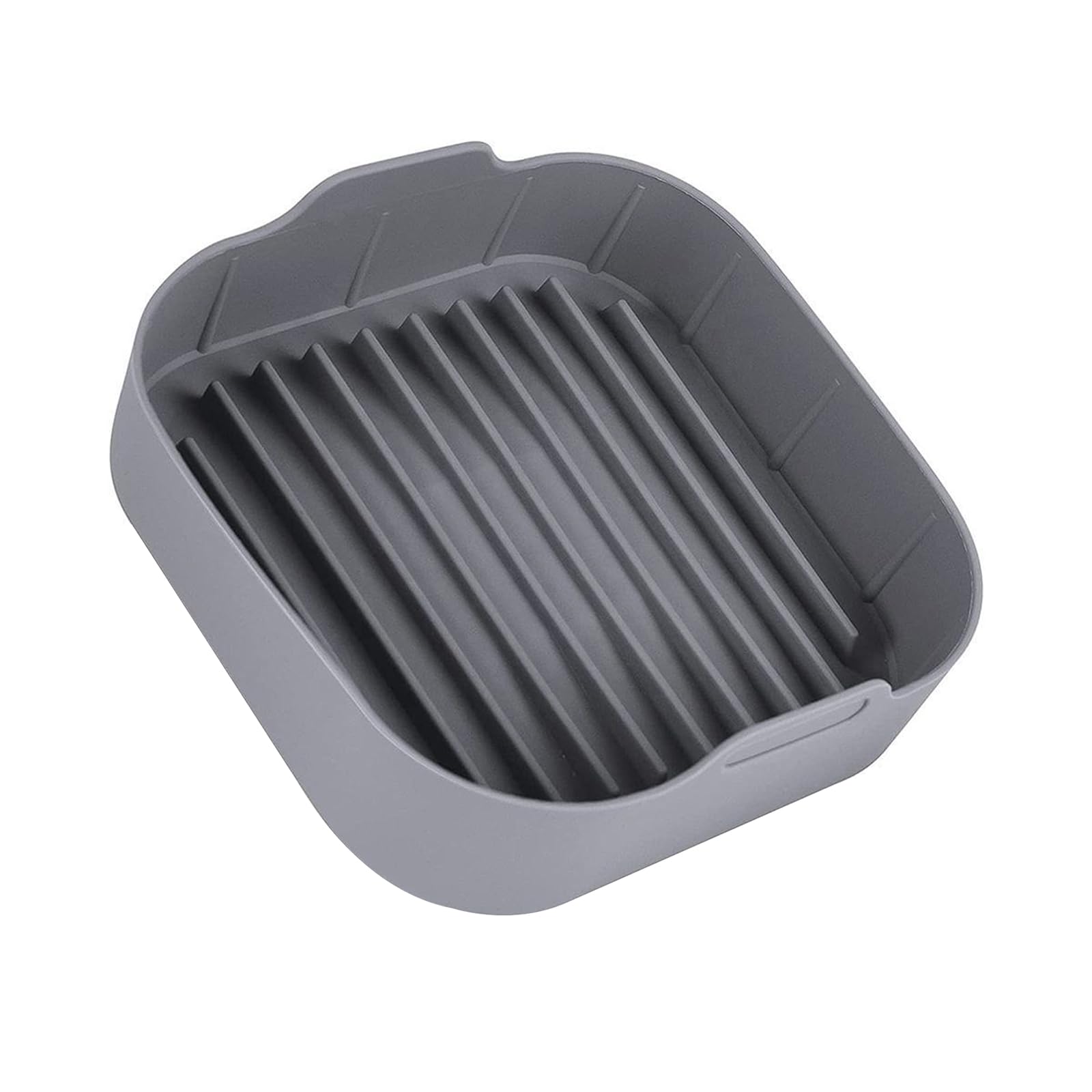 Giciashop Silicone Grilling Pan, 8" x 2.8" Air Fryer Silicone Basket with Handles, Reusable Flat Griddle Pan for Air Fryers, Steamers