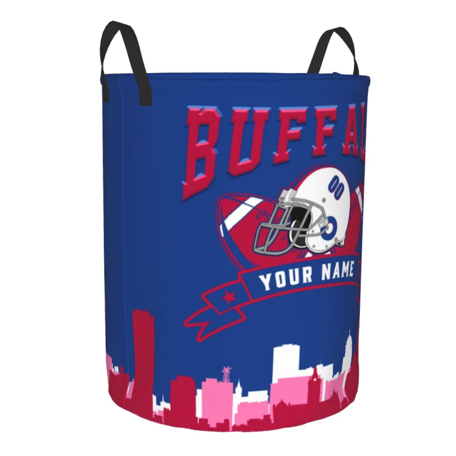 Custom Buffalo Laundry Hamper - Personalized Name and Number Laundry Basket Dirty Clothes Hamper Large Capacity Waterproof Hamper for Bedroom Bathroom Living Room