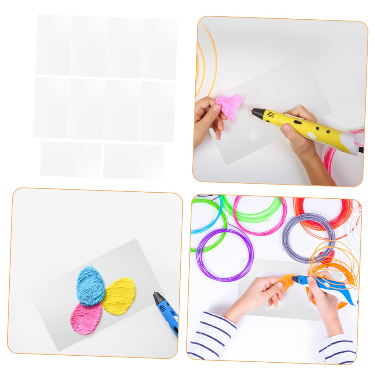 CHILDWEET 10pcs Board Drawing Board Painting Mat 3D Pen Drawing Mat 3D Pen Mat 3D Pen Accessories 3D Pen Drawing Tool Basic Template 3D Drawing Paper Templates White PVC