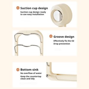 Pot Lid Holder,Suction cup Pot Lid Holder for Cabinet,No Drilling Adhesive Door Wall Mount Cabinet Organizer,Upgrade Multifunctional Pot Lid Organizer for Stovetop Spoon Rest Pot Lids Holder (Beige)