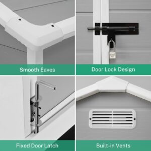 Seizeen 6x4.4ft Resin Shed with Floor, Waterproof Outdoor Plastic Garden Shed with Lockable Doors, Window & Vents, Outdoor Storage Shed for Storing Patio Furniture, Tools, Bike and Lawn Mower (Gray)