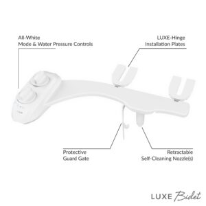 LUXE Bidet NEO 120 Plus - Value Pack of 2 - Patented Bidet Attachments for Toilet Seat with Innovative Hinges to Clean, Slide-in Easy Install, Advanced 360° Self-Clean (Chrome and White)