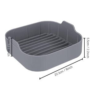 Giciashop Silicone Grilling Pan, 8" x 2.8" Air Fryer Silicone Basket with Handles, Reusable Flat Griddle Pan for Air Fryers, Steamers