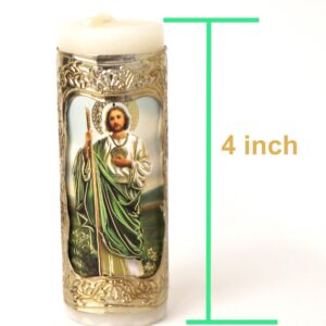 San Jude Saint Judas St. Tadeo Gold Baptism Candle Cirio Vela for Party Favors Candles 6pcs Vela repujadas Mi Bautizo Primera Comunion Confirmation Embossed DIY Gift