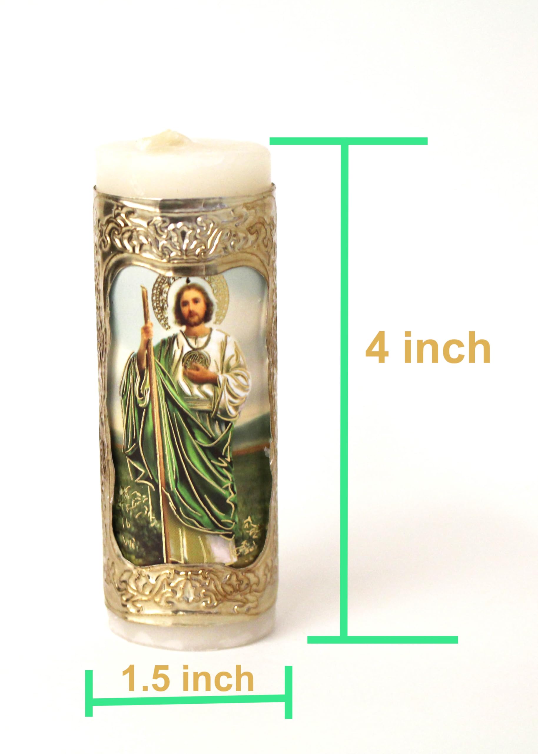 San Jude Saint Judas St. Tadeo Gold Baptism Candle Cirio Vela for Party Favors Candles 6pcs Vela repujadas Mi Bautizo Primera Comunion Confirmation Embossed DIY Gift