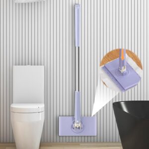 2024 Upgraded Hands-Free Mini Mop, Automatic Cloth Changing Mini Mop, 360°Rotating Head Portable Push-Pull Handle Design, Hands-Free Mini Mop Compatible with Face Towels (Purple)