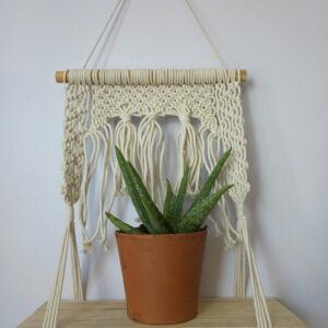 Kamal Brands -Handmade Macrame Wall Hanging Shelf with Tassels and Wooden Plank