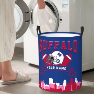 Custom Buffalo Laundry Hamper - Personalized Name and Number Laundry Basket Dirty Clothes Hamper Large Capacity Waterproof Hamper for Bedroom Bathroom Living Room