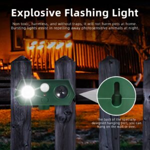 2 Pack Ultrasonic Animal Repellent Solar Powered Animal Deterrent Outdoor Waterproof Cat Repellent with Flash Light Motion Sensor to Keep Cat Deer Squirrel Raccoon Rabbit Skunk Dog Out of Yard