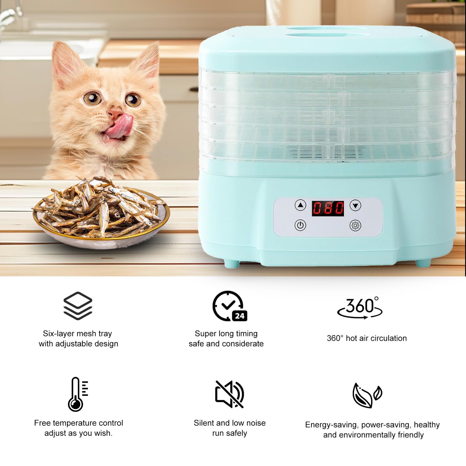 Freeze Dryer Machine for Home for Candy & Snacks 360° Airflow Food Dehydrator Machine With 6 Trays Food Freeze Dryer Machine for Home Freeze Dried Machine Candy For Beef Fruits