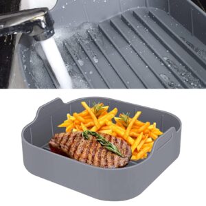 Giciashop Silicone Grilling Pan, 8" x 2.8" Air Fryer Silicone Basket with Handles, Reusable Flat Griddle Pan for Air Fryers, Steamers