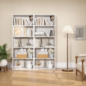 oneinmil Bookcase and Bookshelf, Floor Standing 5-Story High Bookshelf, Display Storage Rack, Home Decorative Furniture, Suitable for Home Offices, Living Rooms, and Bedrooms, White