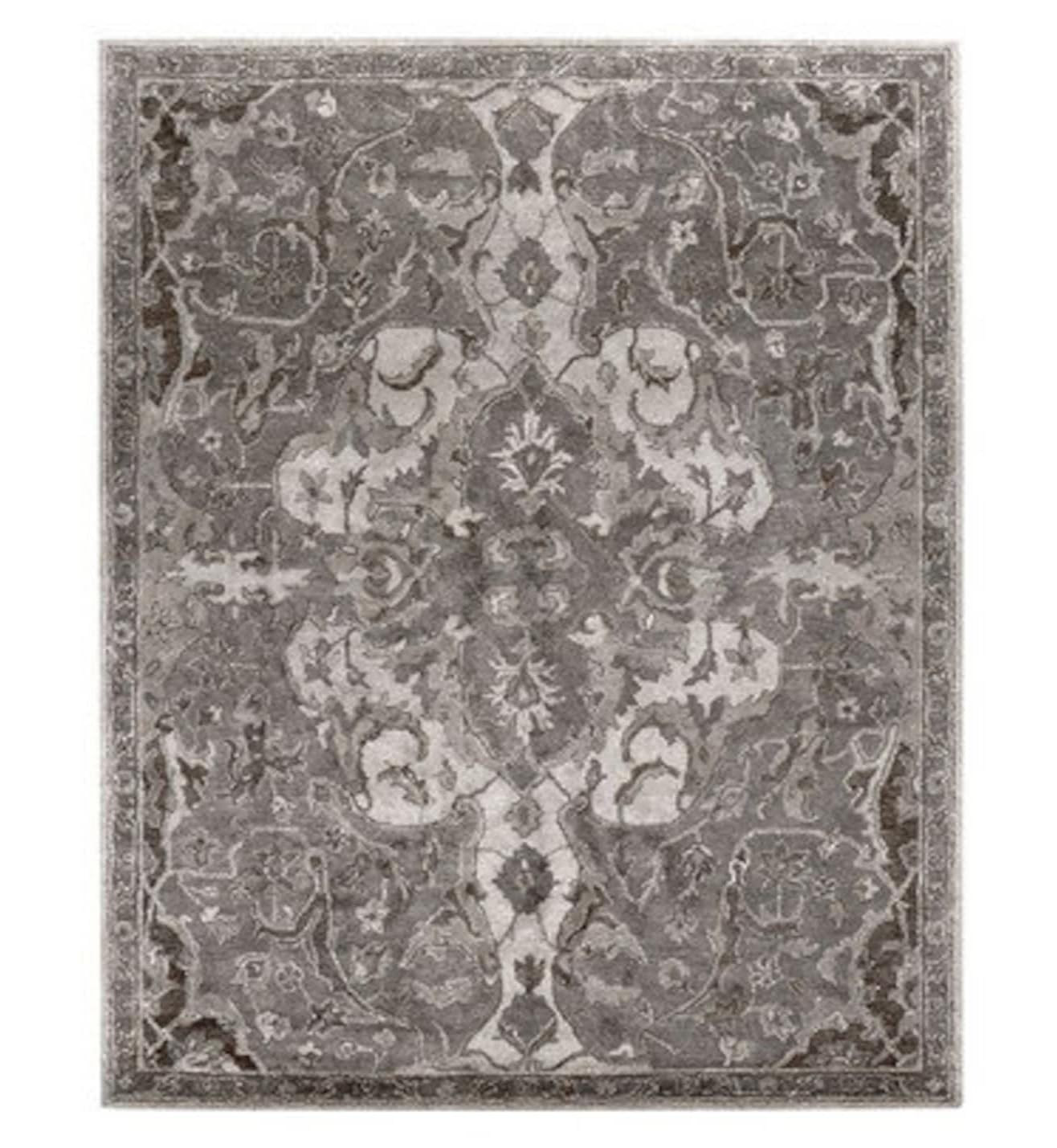 PB Nolan Grey Color Traditional Oriental Style Handmade Tufted 100% Woolen Area Rugs & Carpet Living Room Bedroom (5'x8' feet)