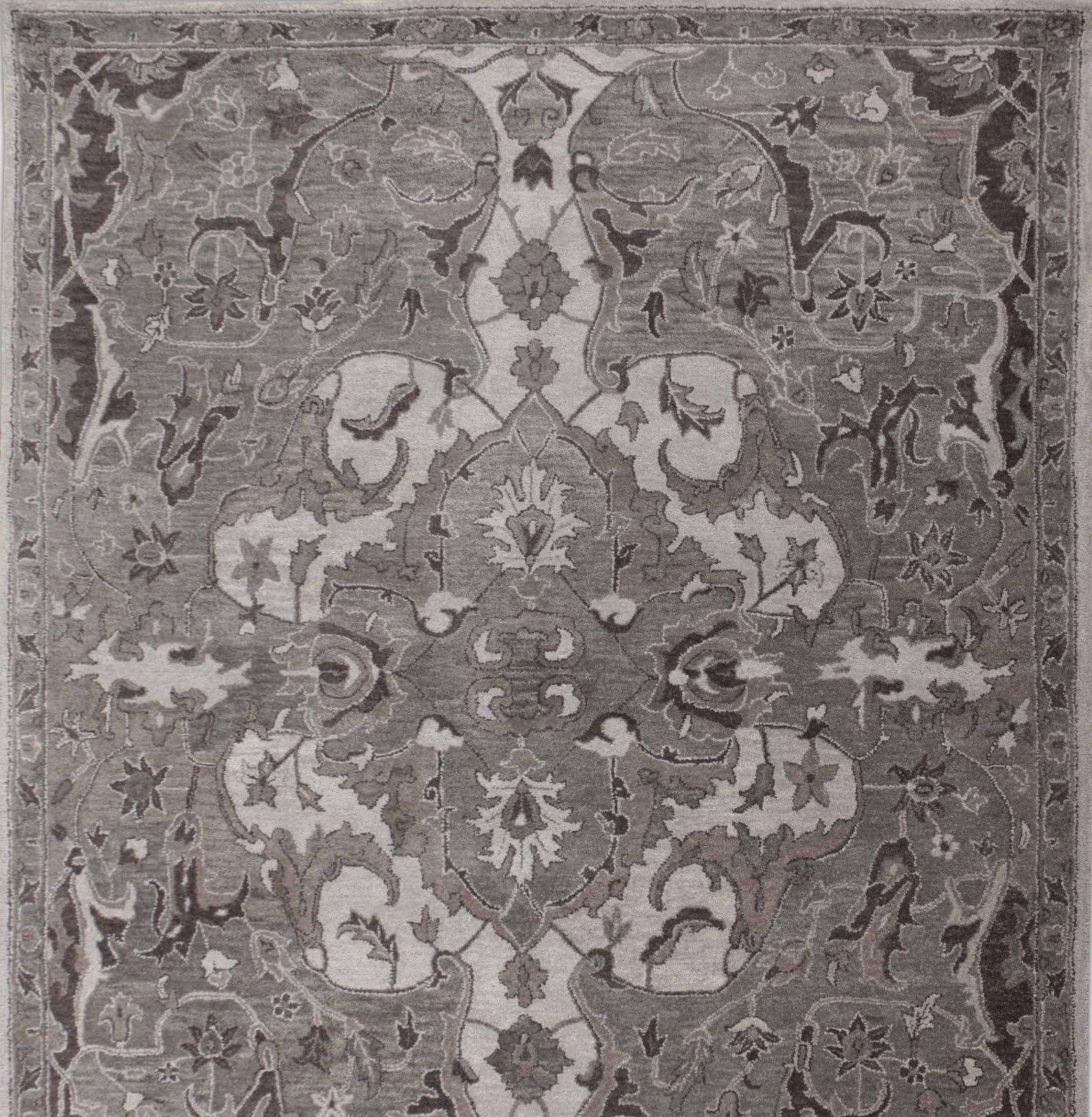 PB Nolan Grey Color Traditional Oriental Style Handmade Tufted 100% Woolen Area Rugs & Carpet Living Room Bedroom (5'x8' feet)