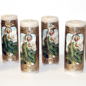 San Jude Saint Judas St. Tadeo Gold Baptism Candle Cirio Vela for Party Favors Candles 6pcs Vela repujadas Mi Bautizo Primera Comunion Confirmation Embossed DIY Gift