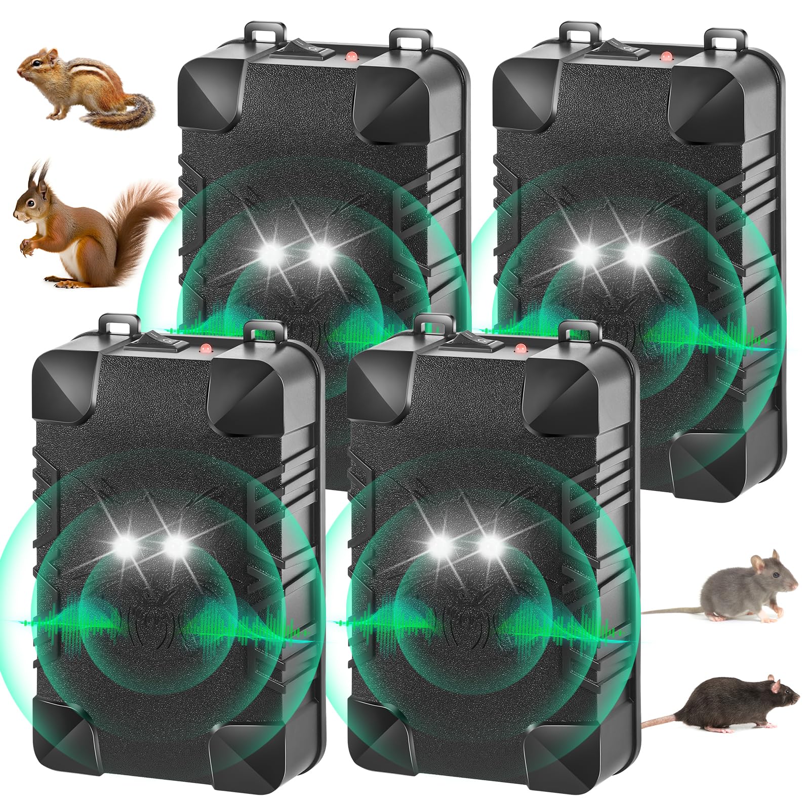 Car Ultrasonic Rodent Repellent Under Hood Mice Repeller Battery Powered Mouse Repellent Rat Deterrent Mice Repellent for Cars, Keeping Rodents Out of Car Rodent Defense Vehicle Protection, 4 Pack