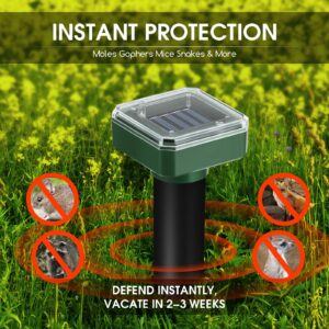 Mole Repellent Solar Powered Ultrasonic Gopher Repellent Groundhog Repeller Sonic Mole Deterrent Stake Vole Repellent Spikes Rodent Repellent for Lawns Yard, 8 Pack