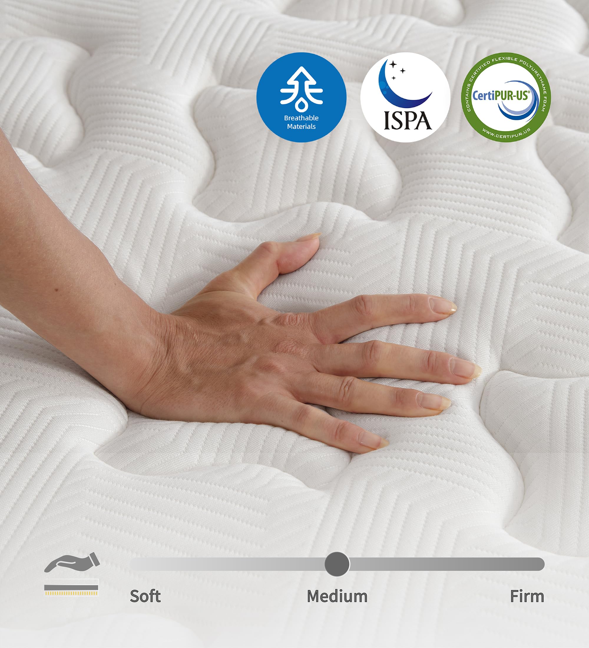 Cejato King Size Mattress,12 Inch Hybrid Mattress in a Box with Gel Memory Foam,Individually Wrapped Pocket Coils Innerspring,Pressure-Relieving and Supportive.