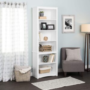 IKGH Home Office Modern 80" Tall Bookcase with Adjustable Shelves, White