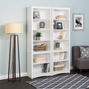 IKGH Home Office Modern 80" Tall Bookcase with Adjustable Shelves, White