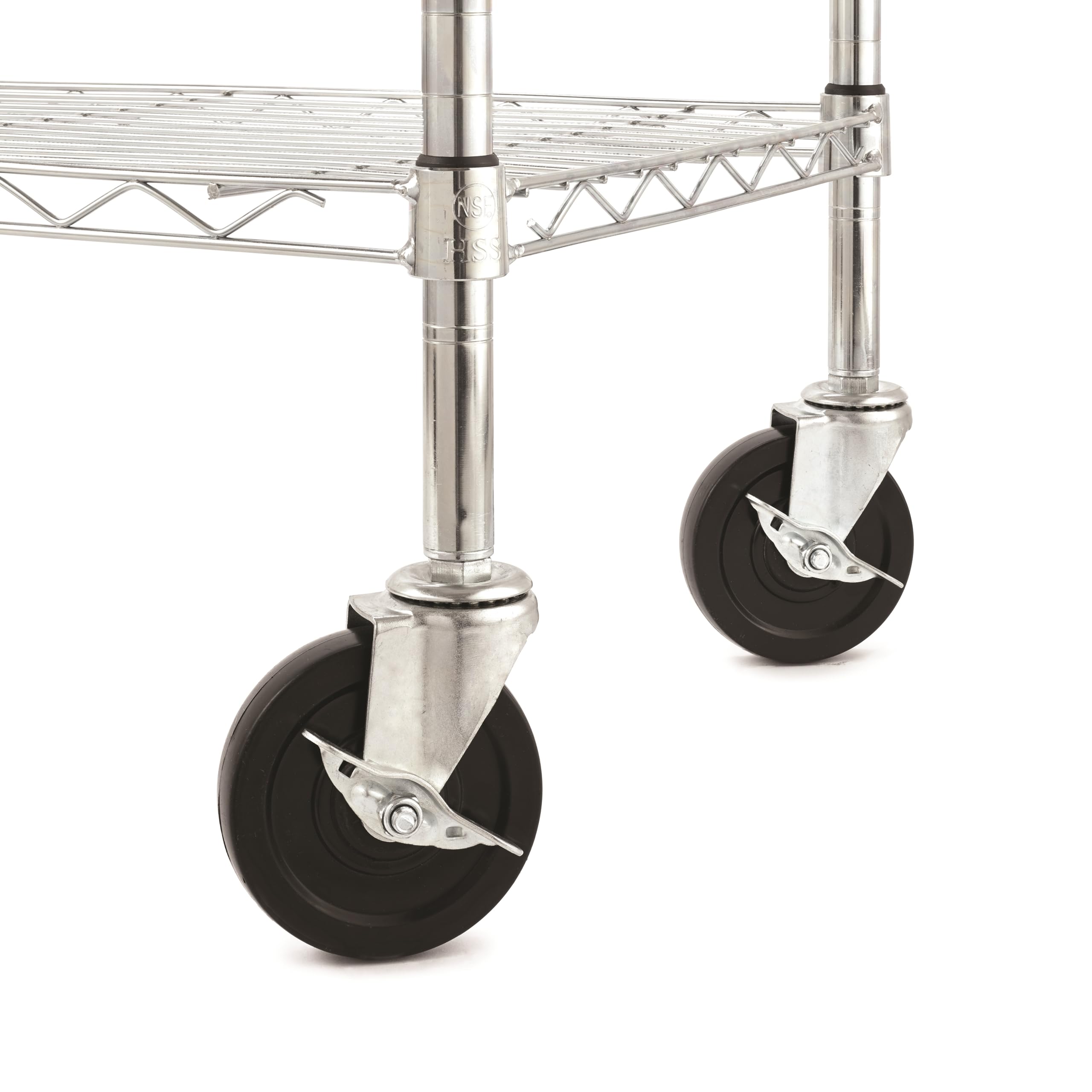 HSS 5 Tier Wire Shelving Tower Rack with 3" Casters, 18" Dx24 Wx75 H Chrome, Total Capacity 500 lbs