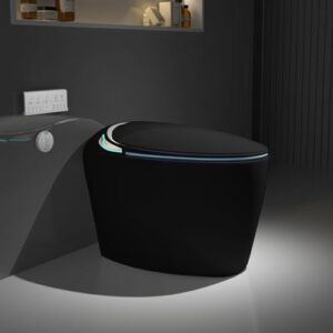 star20xx unique smart toilet with bidet built in, intelligent one piece toilet for modern bathroom, auto open/close seat, foot sensor, led display, night light, warm water & dryer, black