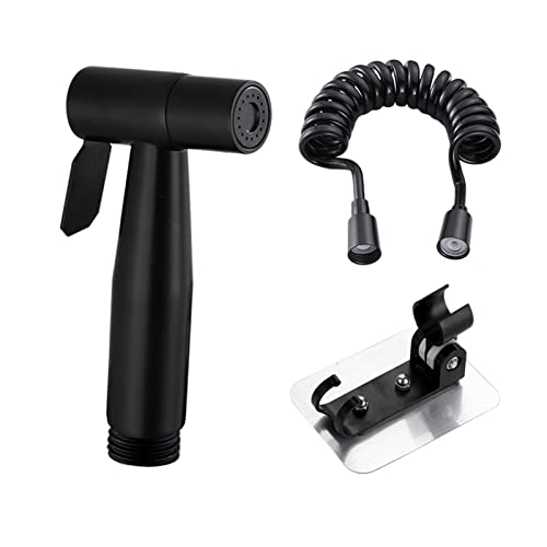 UERVPS Black Portable Bidet Sprayer Stainless Steel Toilet Bidet Faucet for Bathroom Hand Sprayer Shower Head Self Cleaning Bathroom Shower Drencher(Bidet Faucet Set)