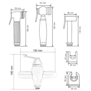 XFNVXC Shower Head Wall Mounted Bathroom Toilet Bidet Mixer Spray Kit Golden Single Handle Sprayer Toilet Bidet Shower Head Bathroom Shower Bidet Taps Spray Toilet Cleaning Faucet B (A)