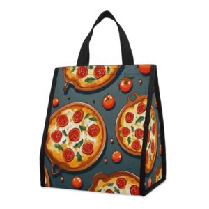 qwhjk foldable carry insulated bag,pizza food print hand-held picnic insulated bag,casual folding insulated bag