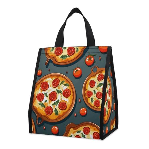 QWHJK Foldable Carry Insulated Bag,Pizza Food Print Hand-held Picnic Insulated Bag,casual Folding Insulated Bag